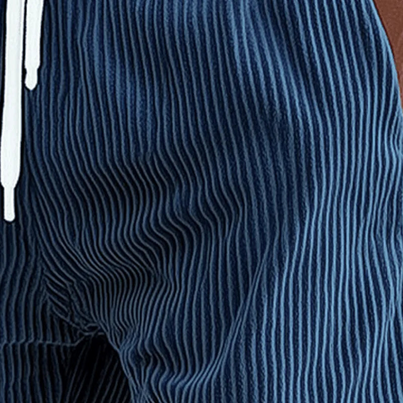 Mens Summer Casual Corduroy Lace Up Sports Shorts - AngraBech