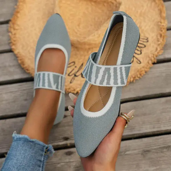 Pointed Toe Low Heel Knit Flats - AngraBech