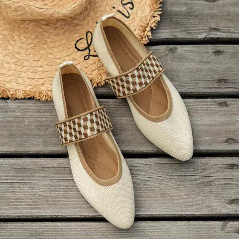 Pointed Toe Low Heel Knit Flats - AngraBech