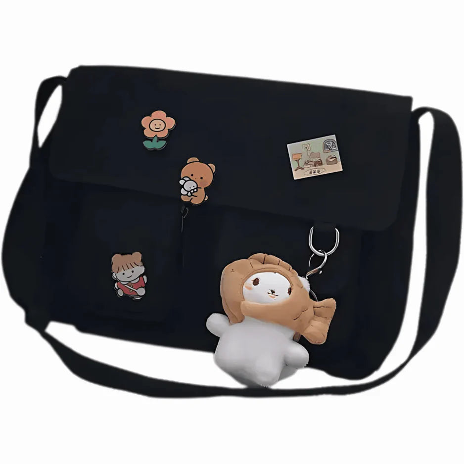 Harajuku Canvas Messenger Bag Kawaii Shoulder School Crossbody - AngraBech