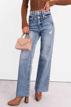 Xander High Rise Double Waist Saige Denim Jeans Medium - AngraBech