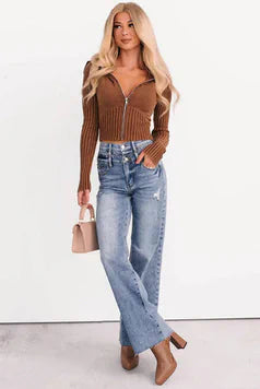 Xander High Rise Double Waist Saige Denim Jeans Medium - AngraBech
