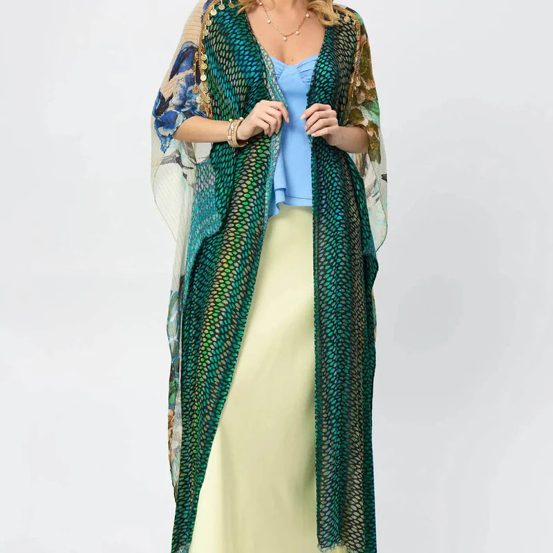 Shimmering Floral Print Kimono - AngraBech