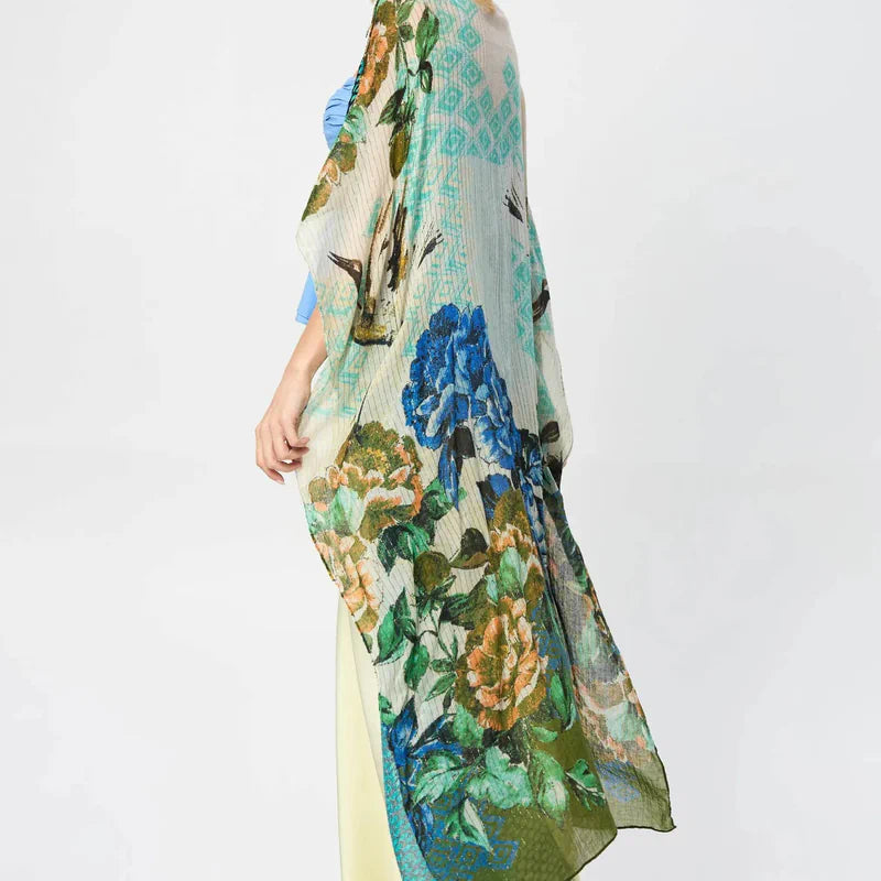 Shimmering Floral Print Kimono - AngraBech