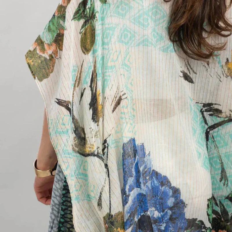 Shimmering Floral Print Kimono - AngraBech