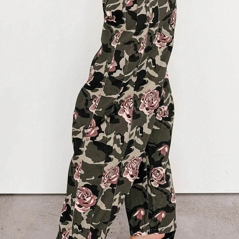 Cover Me In Roses Floral Barrel Jeans Camo - AngraBech
