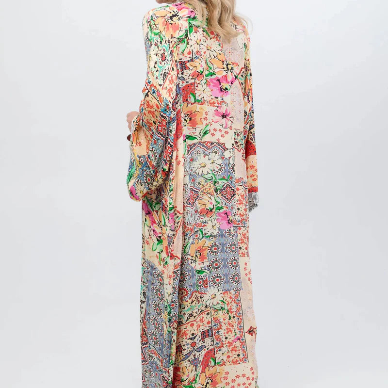 Mixed Floral Long Kimono Duster - AngraBech
