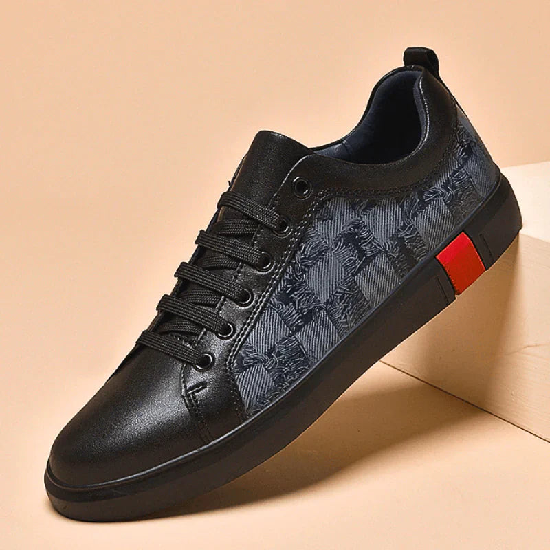 Mens Cheered Leaer Low Top Sneakers 1 - AngraBech