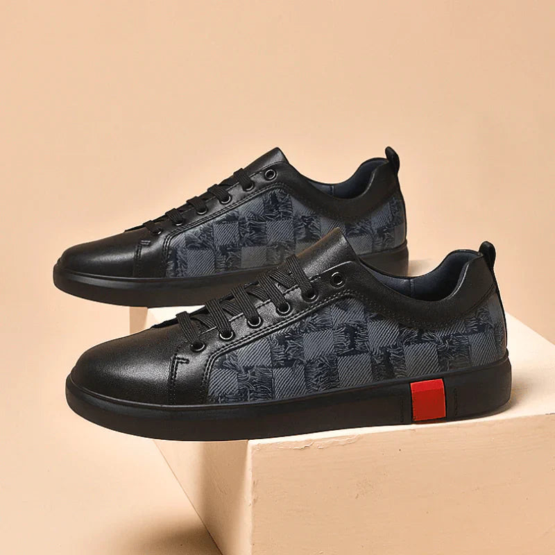 Mens Cheered Leaer Low Top Sneakers 1 - AngraBech