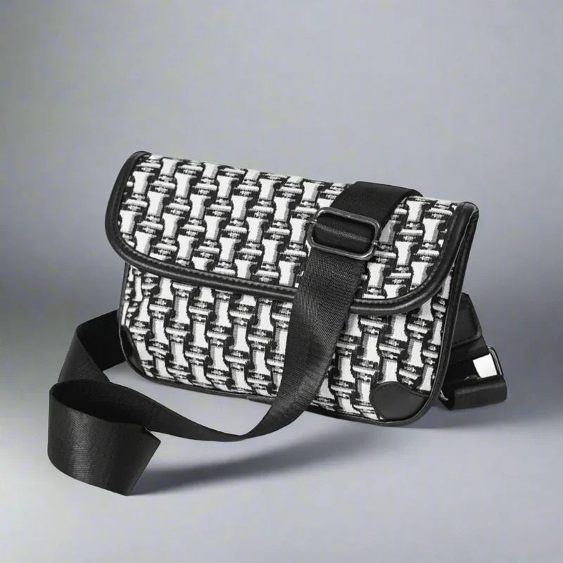 Jacquard Canvas Men Crossbody Messenger Bag Flap Shoulder - AngraBech