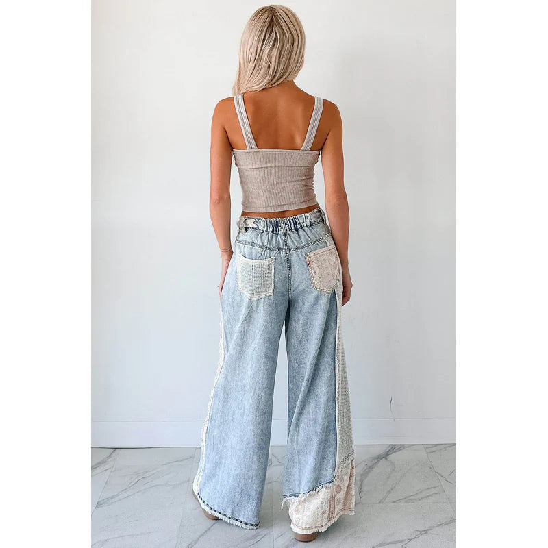 Annabell Pol Patchwork Wide Leg Jeans Denim - AngraBech