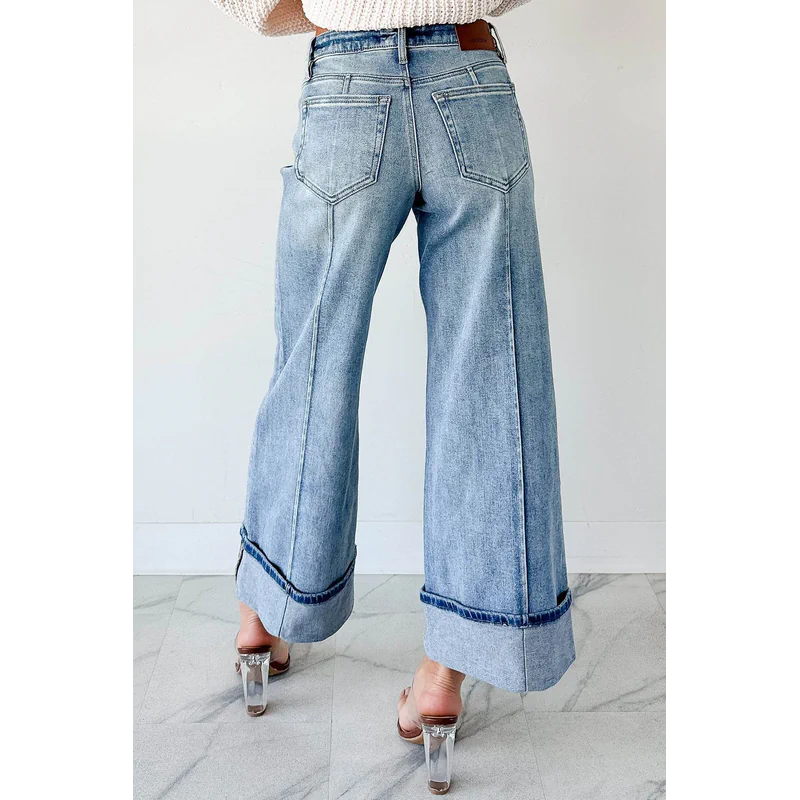 Isla Mid Rise Cuffed Wide Leg Hidden Jeans Medium - AngraBech