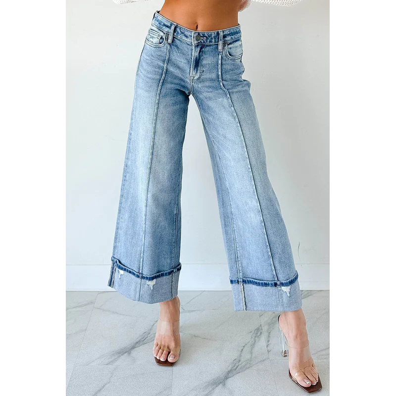 Isla Mid Rise Cuffed Wide Leg Hidden Jeans Medium - AngraBech