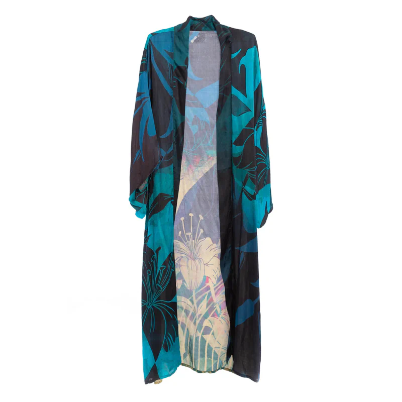 Vibrant Satin Kimono Abstract - AngraBech