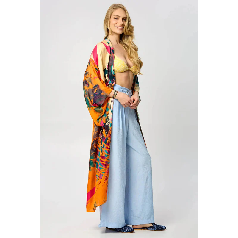 Vibrant Satin Kimono Abstract - AngraBech