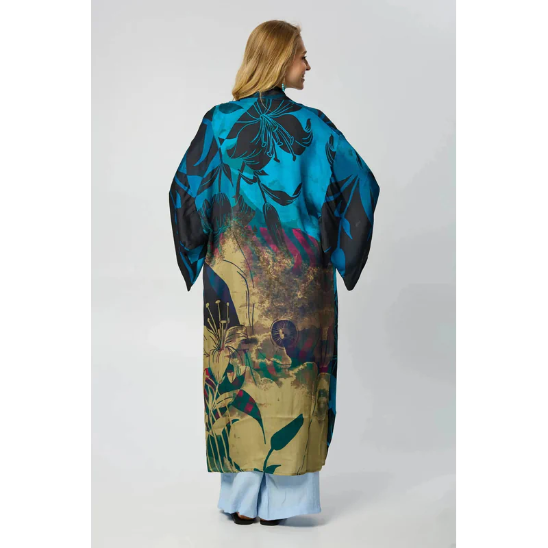 Vibrant Satin Kimono Abstract - AngraBech