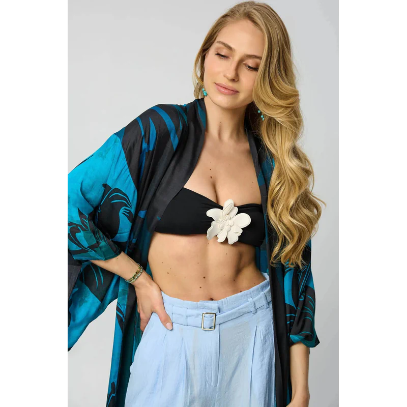 Vibrant Satin Kimono Abstract - AngraBech