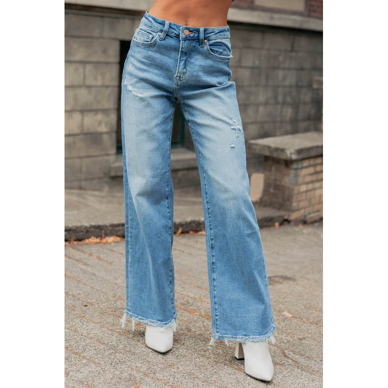 Zari High Rise Straight Leg Mica Denim Jeans Medium - AngraBech