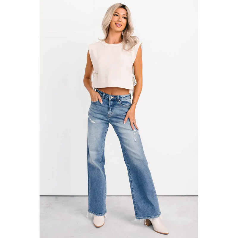 Zari High Rise Straight Leg Mica Denim Jeans Medium - AngraBech
