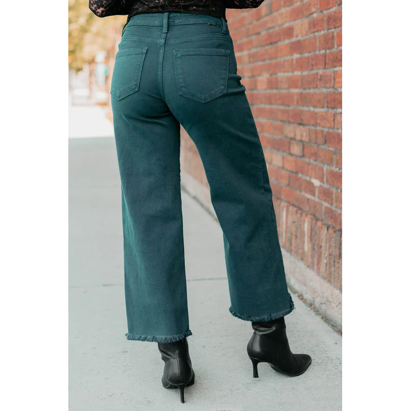 Walter High Rise Wide Crop Risen Jeans Hunter Green - AngraBech
