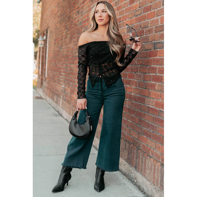 Walter High Rise Wide Crop Risen Jeans Hunter Green - AngraBech