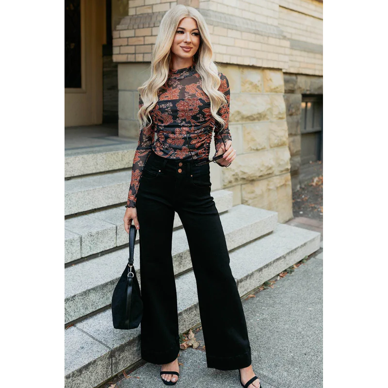 Frederi High Rise Wide Leg Risen Jeans Bla - AngraBech