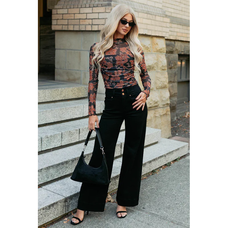 Frederi High Rise Wide Leg Risen Jeans Bla - AngraBech