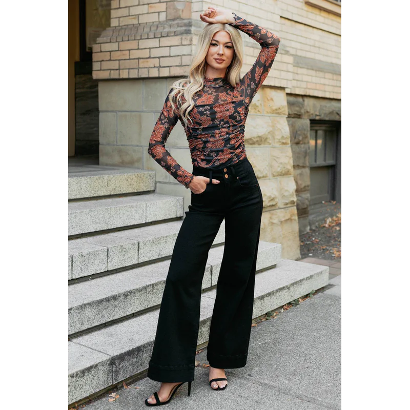 Frederi High Rise Wide Leg Risen Jeans Bla - AngraBech