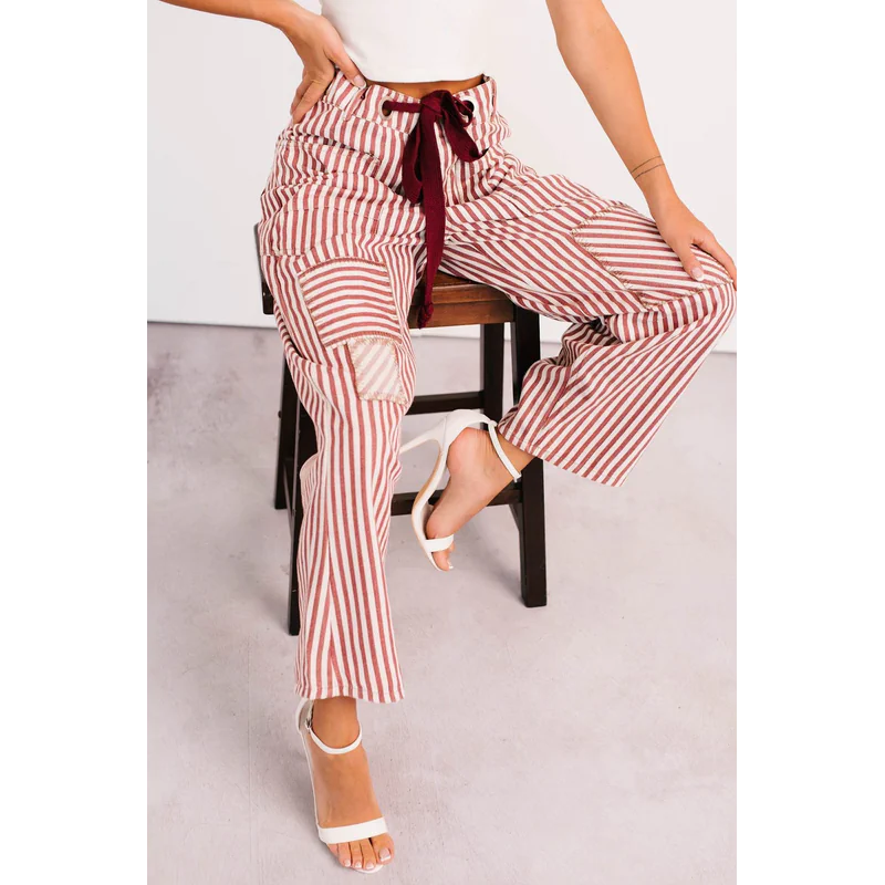 High Spirits Limited Edition Striped Barrel Jeans Raspberry - AngraBech