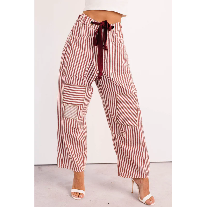 High Spirits Limited Edition Striped Barrel Jeans Raspberry - AngraBech