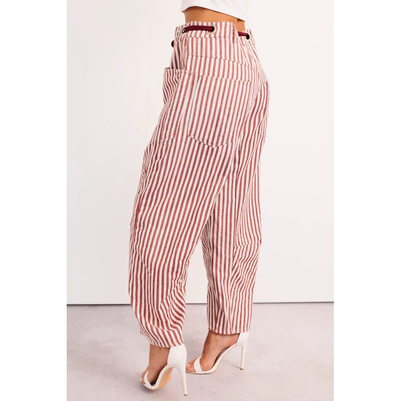 High Spirits Limited Edition Striped Barrel Jeans Raspberry - AngraBech