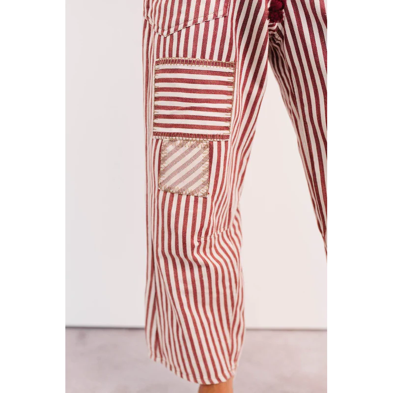 High Spirits Limited Edition Striped Barrel Jeans Raspberry - AngraBech