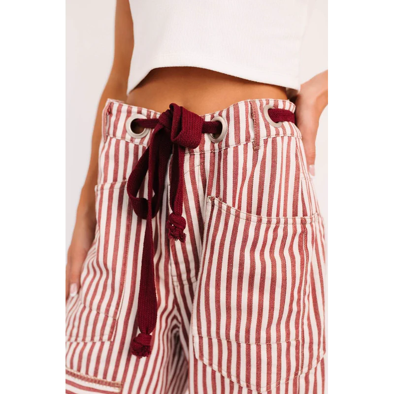 High Spirits Limited Edition Striped Barrel Jeans Raspberry - AngraBech
