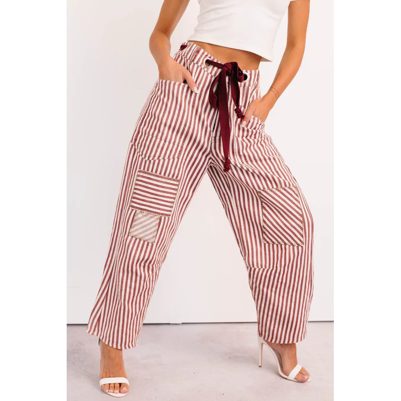 High Spirits Limited Edition Striped Barrel Jeans Raspberry - AngraBech