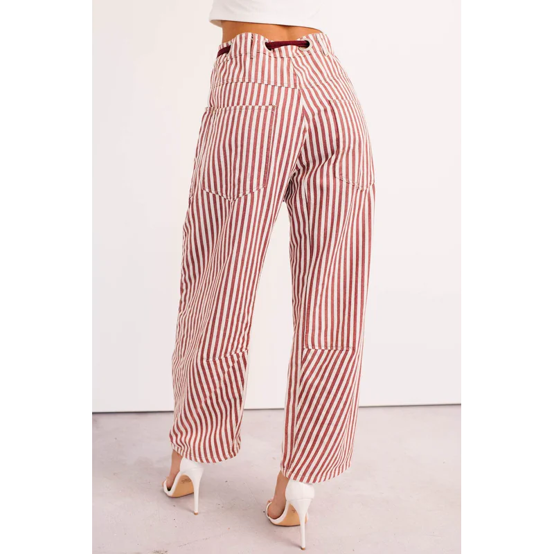 High Spirits Limited Edition Striped Barrel Jeans Raspberry - AngraBech