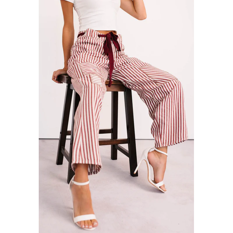 High Spirits Limited Edition Striped Barrel Jeans Raspberry - AngraBech