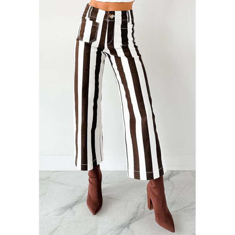 Julia Wide Leg Mica Denim Cropped Jeans Ear Brown - AngraBech