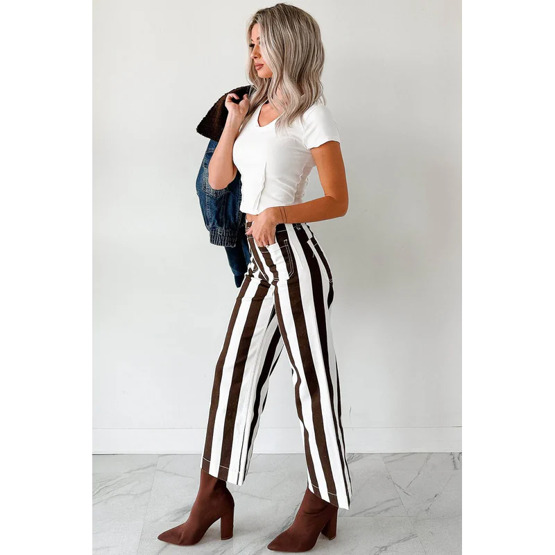 Julia Wide Leg Mica Denim Cropped Jeans Ear Brown - AngraBech