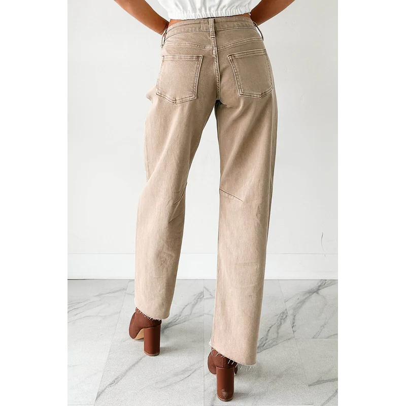 Always Next To Me Mid Rise Barrel Jeans Vintage Khaki - AngraBech