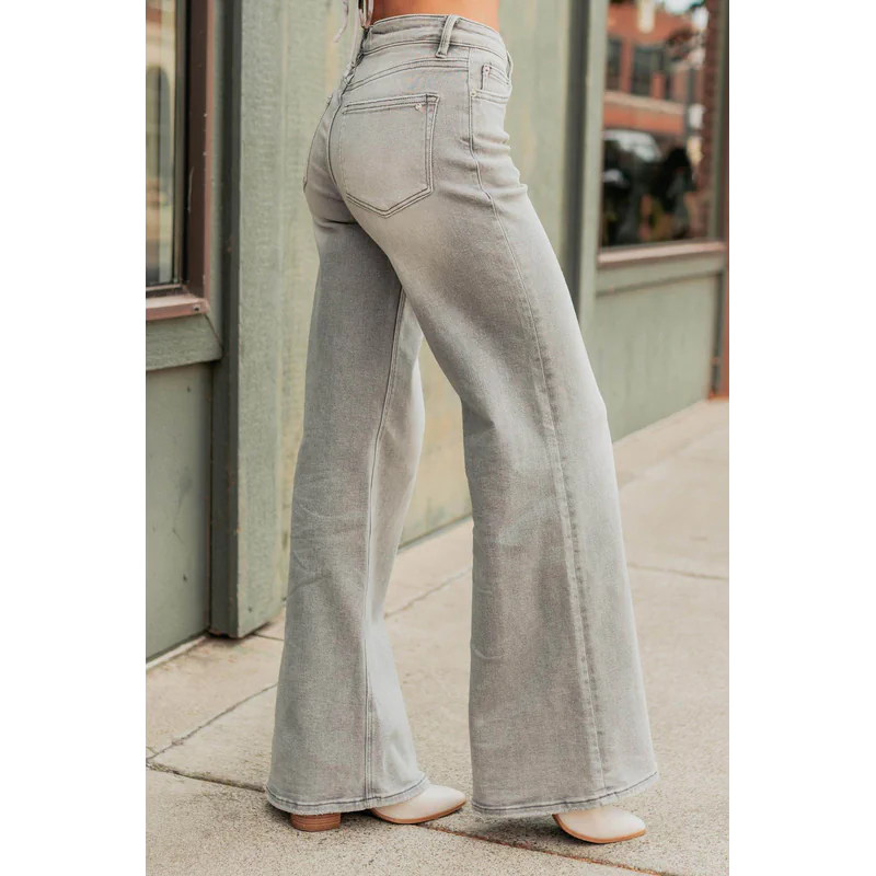 Cecily Mid Rise Wide Leg Mica Denim Jeans Grey - AngraBech