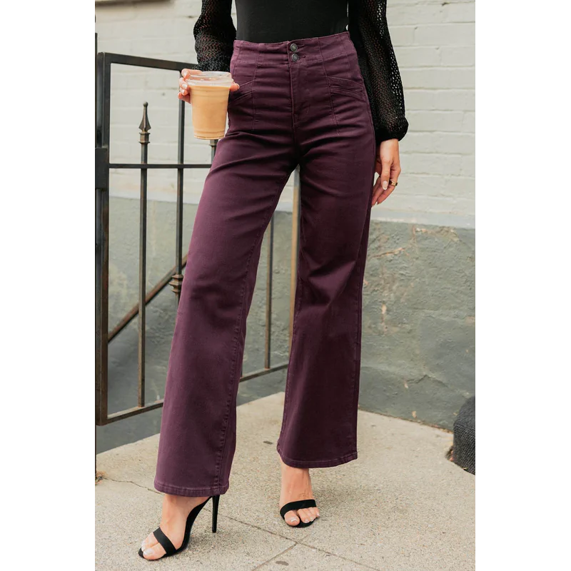 Caotta High Rise Wide Leg Mica Denim Jeans Plum - AngraBech