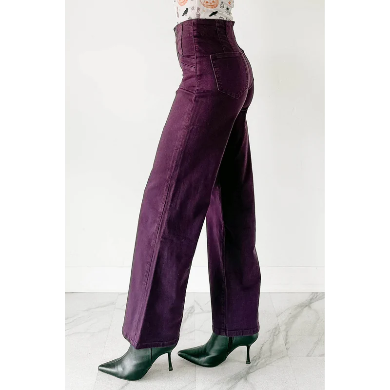 Caotta High Rise Wide Leg Mica Denim Jeans Plum - AngraBech