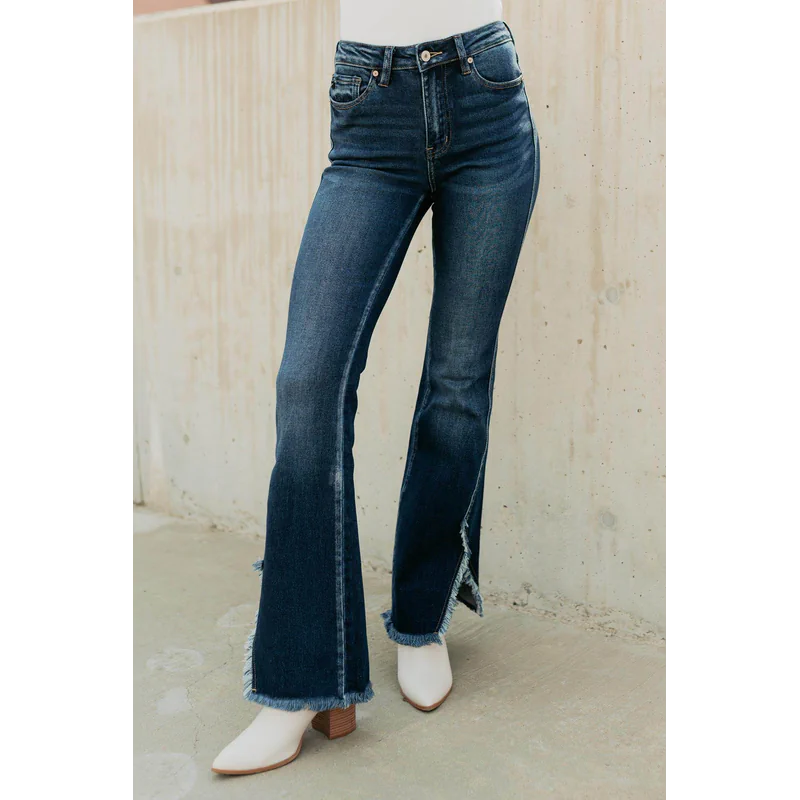 Hector Frayed Hem Kancan Bootcut Jeans Dark - AngraBech