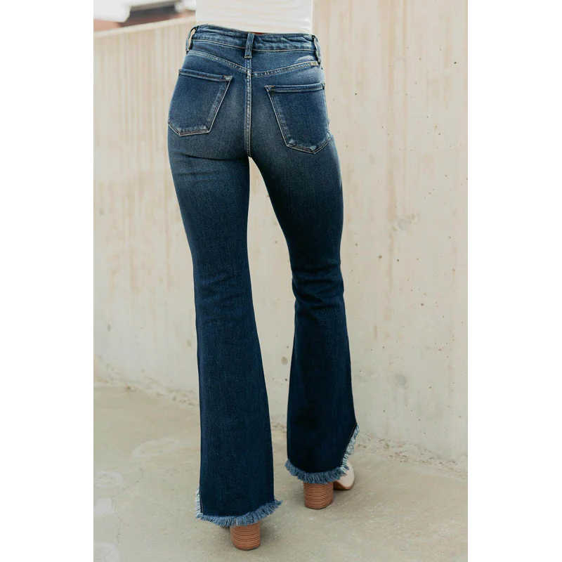 Hector Frayed Hem Kancan Bootcut Jeans Dark - AngraBech