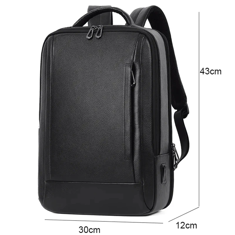 Premium Genuine Leaer Laptop Bapa Business And Travel Bag Wi Usb Charging Port - AngraBech