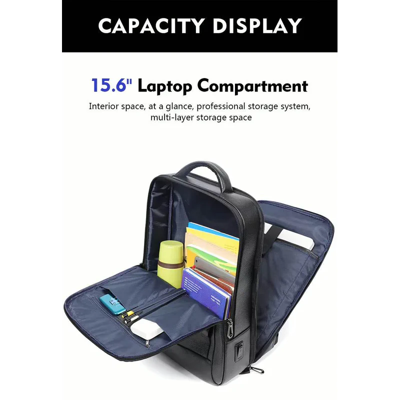 Premium Genuine Leaer Laptop Bapa Business And Travel Bag Wi Usb Charging Port - AngraBech