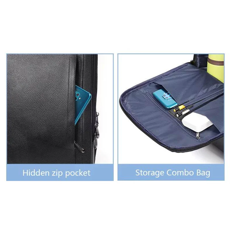 Premium Genuine Leaer Laptop Bapa Business And Travel Bag Wi Usb Charging Port - AngraBech