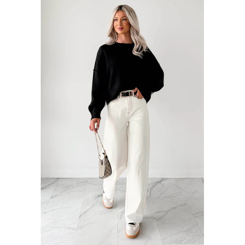 Lucian High Rise Wide Leg Jemina Jeans Ivory - AngraBech