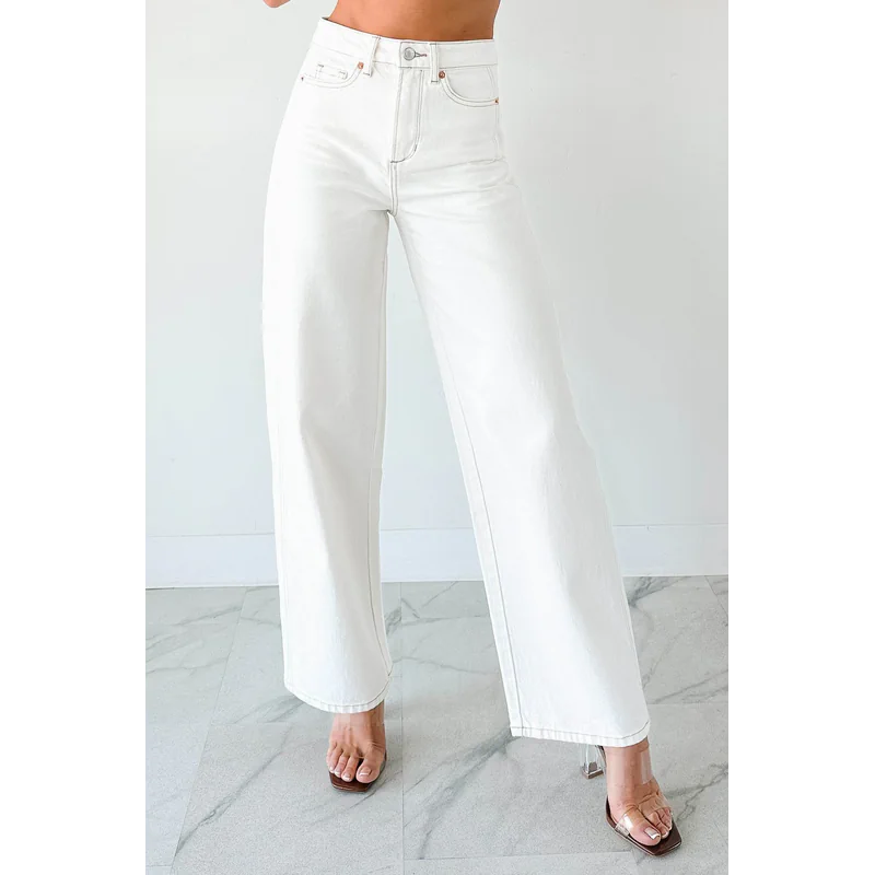 Lucian High Rise Wide Leg Jemina Jeans Ivory - AngraBech