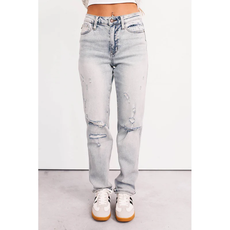 Meadow Mid Rise Judy Blue Boyfriend Jeans Light - AngraBech